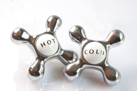 hot and cold faucet handles